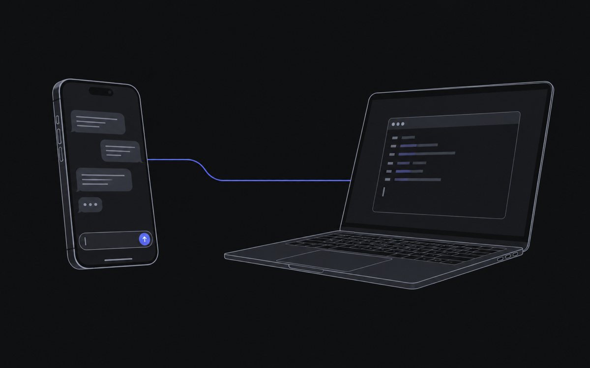 Illustration of a phone connected to a laptop terminal